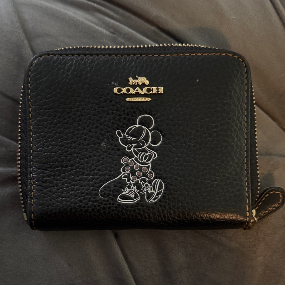 Coach Black Leather Zip Wallet
